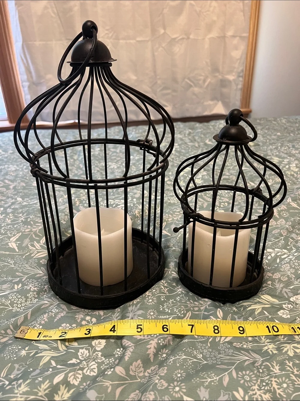 Black Decorative Metal Birdcage Candle Holders - Set of 2